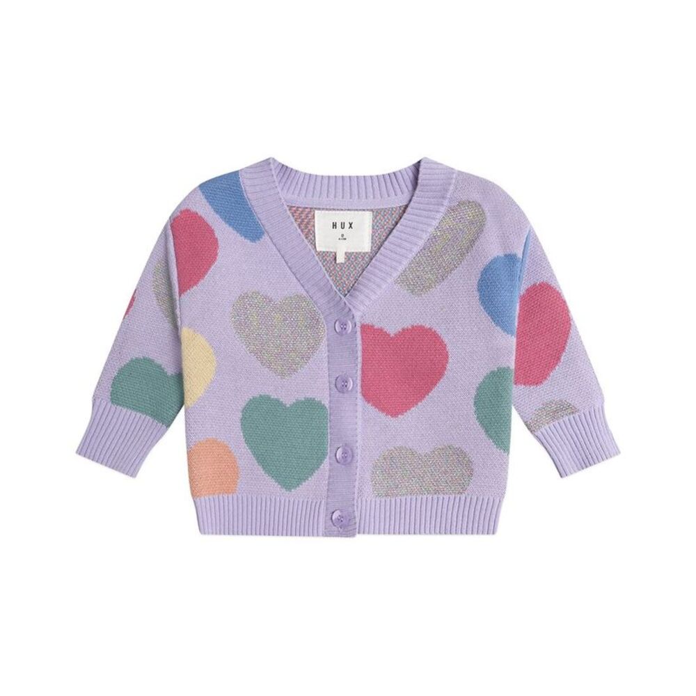 Huxbaby Girls  Loveheart Knit Cardigan, Purple